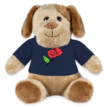 Jolie belle fleur de rose feuille roses romantique - Chien en peluche Helge MiniFeet® - bleu marine - Devant
