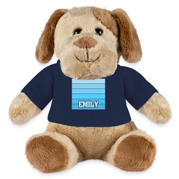 Nom de la femme Emily - Chien en peluche Helge MiniFeet® - bleu marine - Devant