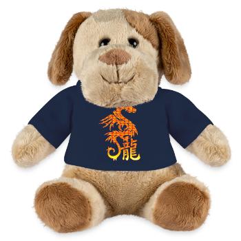 Dragon de Feu avec les caractères chinois - Chien en peluche Helge MiniFeet® - bleu marine - Devant