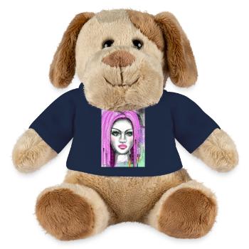 Lila Haare mit Pop-Art Effekt - MiniFeet® Hund Helge - French Navy - Vorne
