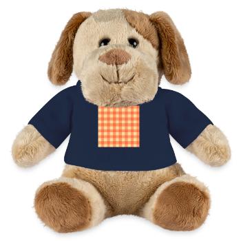 Retro 70's Buffalo Plaid Pattern in Orange Yellow - MiniFeet® Dog Helge - french navy - Front