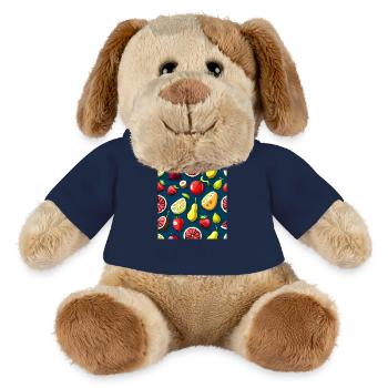 Motif de délice de mélange de fruits - Chien en peluche Helge MiniFeet® - bleu marine - Devant