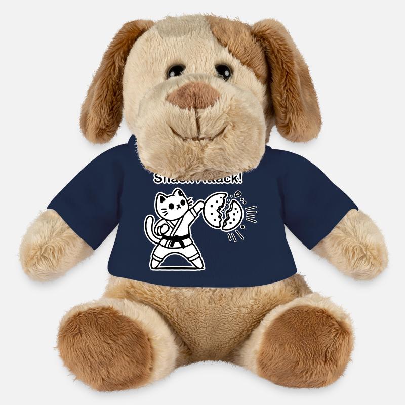 Karaté Chat frappant un biscuit - Snack Attack Design - Chien en peluche Helge MiniFeet® - bleu marine