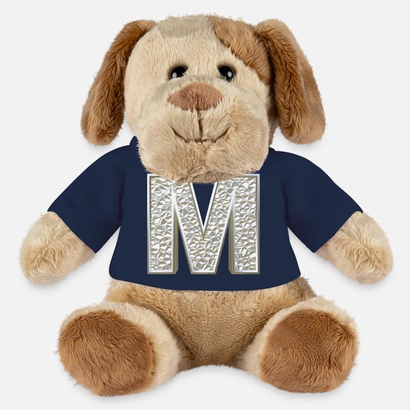 M, lettre, lettre M, initiale, initiale M, monogramme, - Chien en peluche Helge MiniFeet® - bleu marine