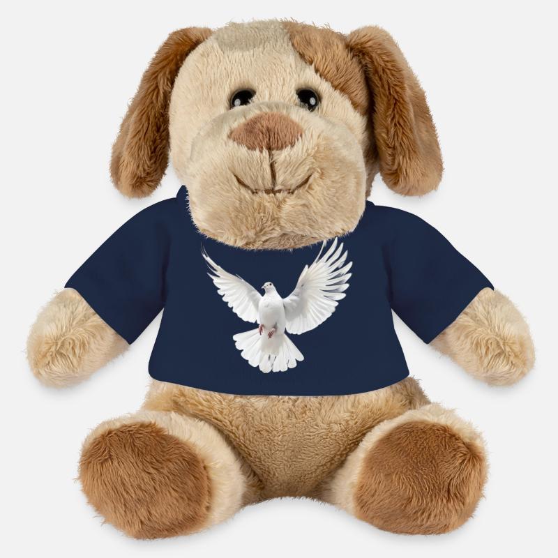 Colombe blanche - Chien en peluche Helge MiniFeet® - bleu marine