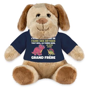 Futur Grand Frère Dinosaure Grand Frère Cadeau - Chien en peluche Helge MiniFeet® - bleu marine - Devant