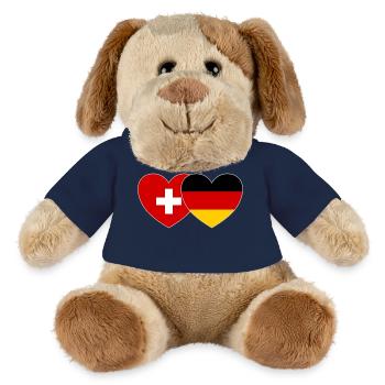 Switzerland Germany Flag Heart - MiniFeet® Dog Helge - french navy - Front