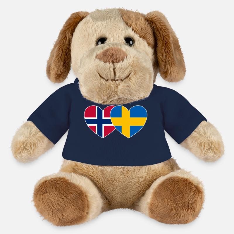 Norvège Suède Drapeau Coeur - Chien en peluche Helge MiniFeet® - bleu marine