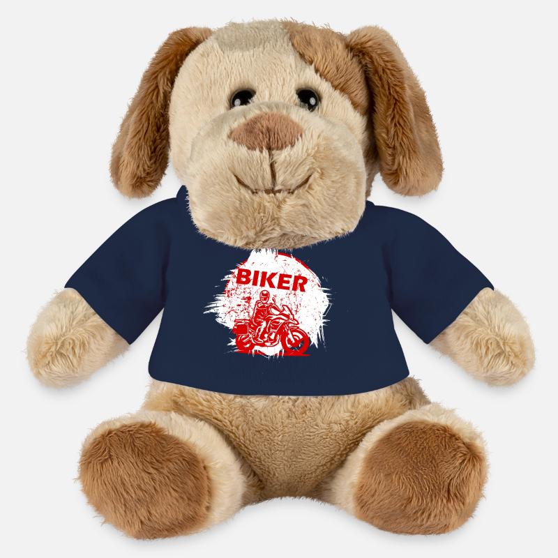 Moto Biker Rouge Effet Splash - Chien en peluche Helge MiniFeet® - bleu marine