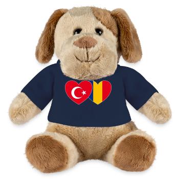Turquie Roumanie Drapeau Coeur - Chien en peluche Helge MiniFeet® - bleu marine - Devant