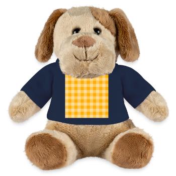 Retro 70's Buffalo Plaid Pattern in Yellow Groovy - MiniFeet® Dog Helge - french navy - Front