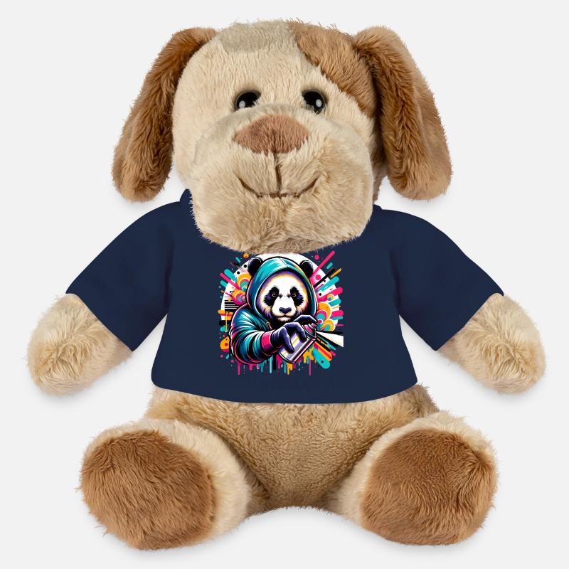 funny panda bear with graffiti and spray can - MiniFeet® Dog Helge - french navy