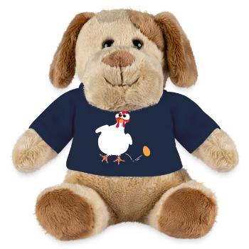 Weiße Henne legt ein Ei lustige Comic-Zeichnung - MiniFeet® Hund Helge - French Navy - Vorne
