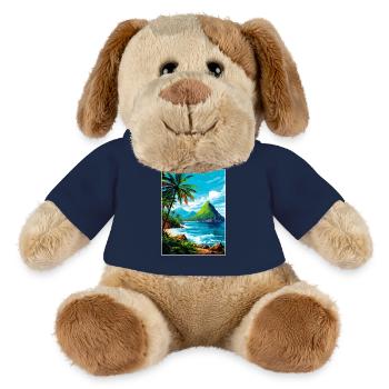 Saint Lucia Caribbean Vintage Travel Poster - MiniFeet® Dog Helge - french navy - Front