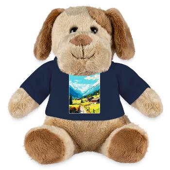 Klosters Serneus Schweiz Vintage Reiseposter - MiniFeet® Hund Helge - French Navy - Vorne