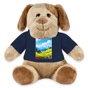 Velika Planina Slovénie Affiche de voyage vintage WPA - Chien en peluche Helge MiniFeet® - bleu marine - Devant