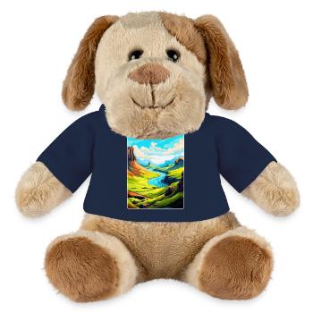 Île de Skye Écosse Royaume-Uni Affiche De Voyage Vintage WPA - Chien en peluche Helge MiniFeet® - bleu marine - Devant