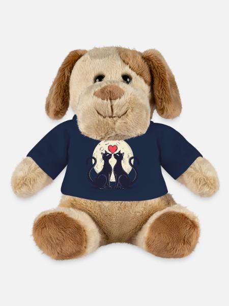 Deux chats avec un cœur 2 - Chien en peluche Helge MiniFeet® - bleu marine