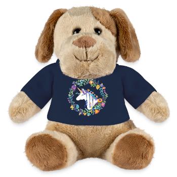 Fleurs de licorne - Chien en peluche Helge MiniFeet® - bleu marine - Devant