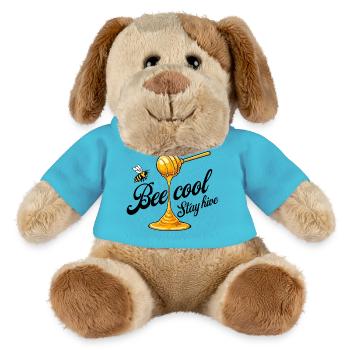 Bienen und Honig Motiv - Bee Cool Stay Hive - MiniFeet® Hund Helge - Atollblau - Vorne
