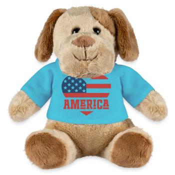 Amerika Flagge Herz - MiniFeet® Hund Helge - Atollblau - Vorne