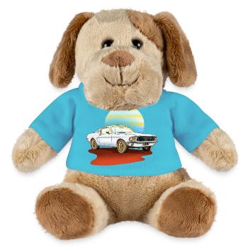 Retro weißes Auto – klassischer Vintage - MiniFeet® Hund Helge - Atollblau - Vorne