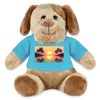 Coucher de soleil sur une île tropicale - Chien en peluche Helge MiniFeet® - bleu outremer - Devant