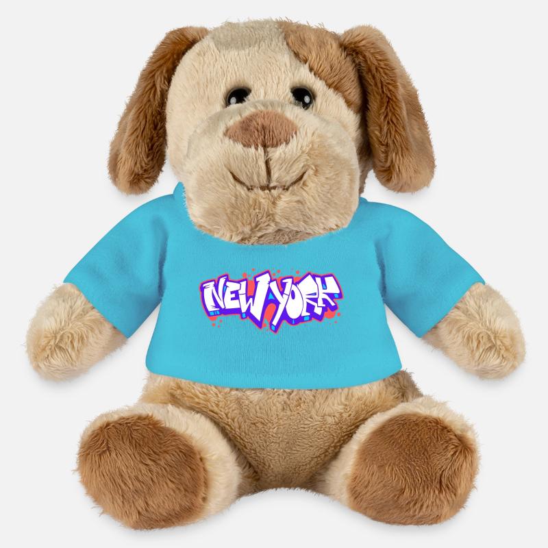 Graffiti horizontal de New York 1 - Chien en peluche Helge MiniFeet® - bleu outremer