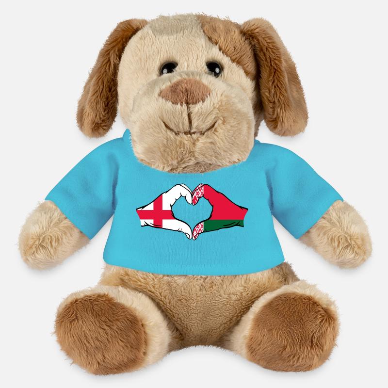 Angleterre Biélorussie drapeau mains forme coeur - Chien en peluche Helge MiniFeet® - bleu outremer