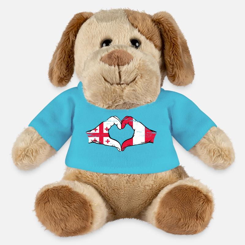 Géorgie Pérou drapeau mains forme de coeur utilisé - Chien en peluche Helge MiniFeet® - bleu outremer