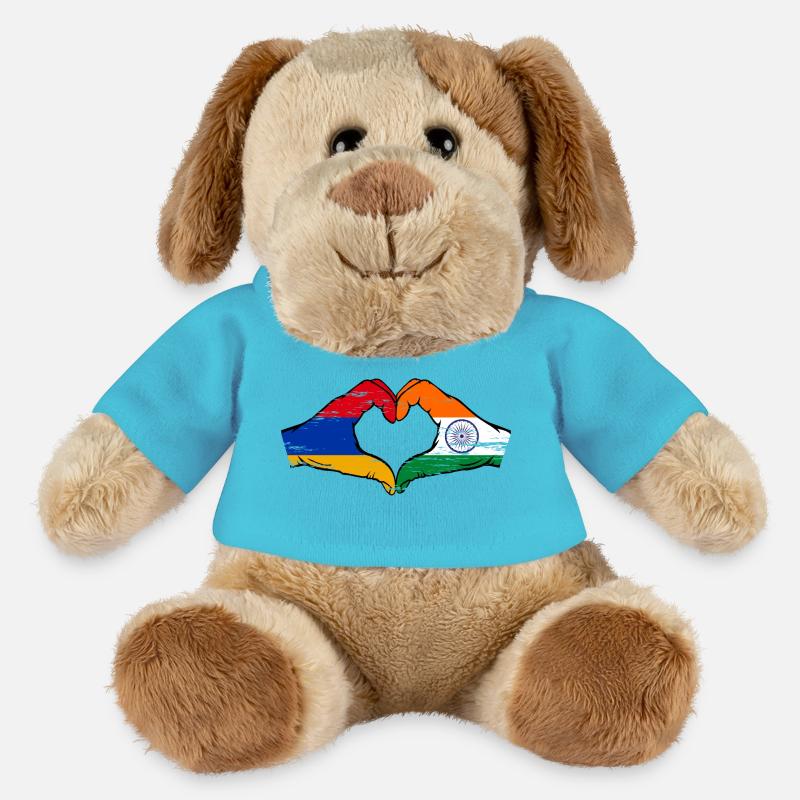Arménie Inde Drapeau Mains Coeur Forme Utilisé - Chien en peluche Helge MiniFeet® - bleu outremer