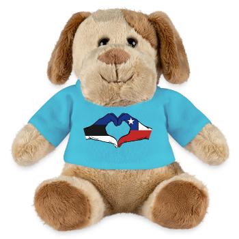 Estland Chile Flagge Hände Herzform - MiniFeet® Hund Helge - Atollblau - Vorne