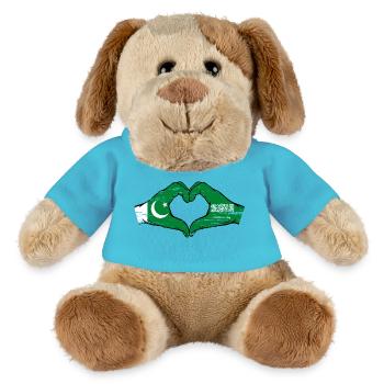 Pakistan Saudi Arabia Flag Hands Heart Shape Used - MiniFeet® Dog Helge - atoll blue - Front