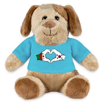 Algeria South Korea Flag Hands Heart Shape - MiniFeet® Dog Helge - atoll blue - Front