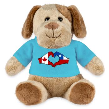 Kanada Chile Flagge Hände Herzform - MiniFeet® Hund Helge - Atollblau - Vorne