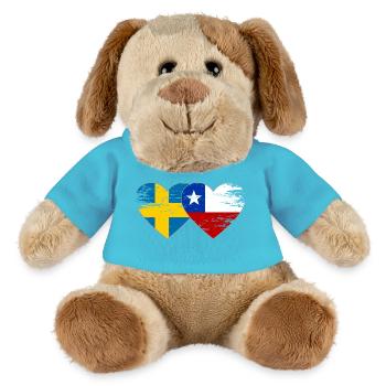 Schweden Chile Flagge Herz used - MiniFeet® Hund Helge - Atollblau - Vorne