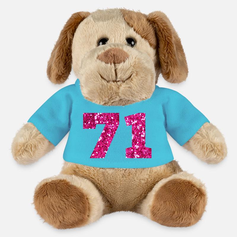 71 Pink Glitter - 71. Geburtstag - MiniFeet® Hund Helge - Atollblau