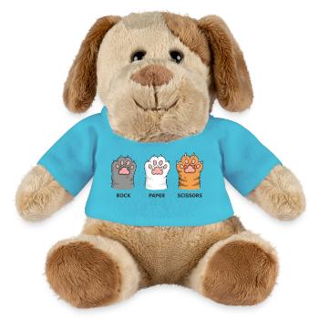 Katzen Pfoten Schere Stein Papier - Lustiges Spiel - MiniFeet® Hund Helge - Atollblau - Vorne