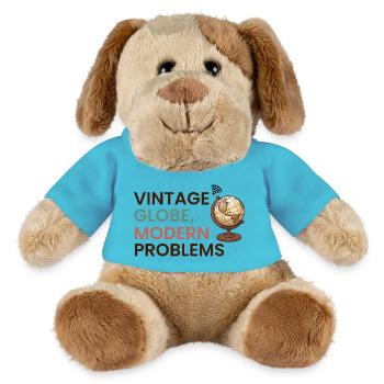 Vintage Globe Moderne Probleme Reisen Humor - MiniFeet® Hund Helge - Atollblau - Vorne