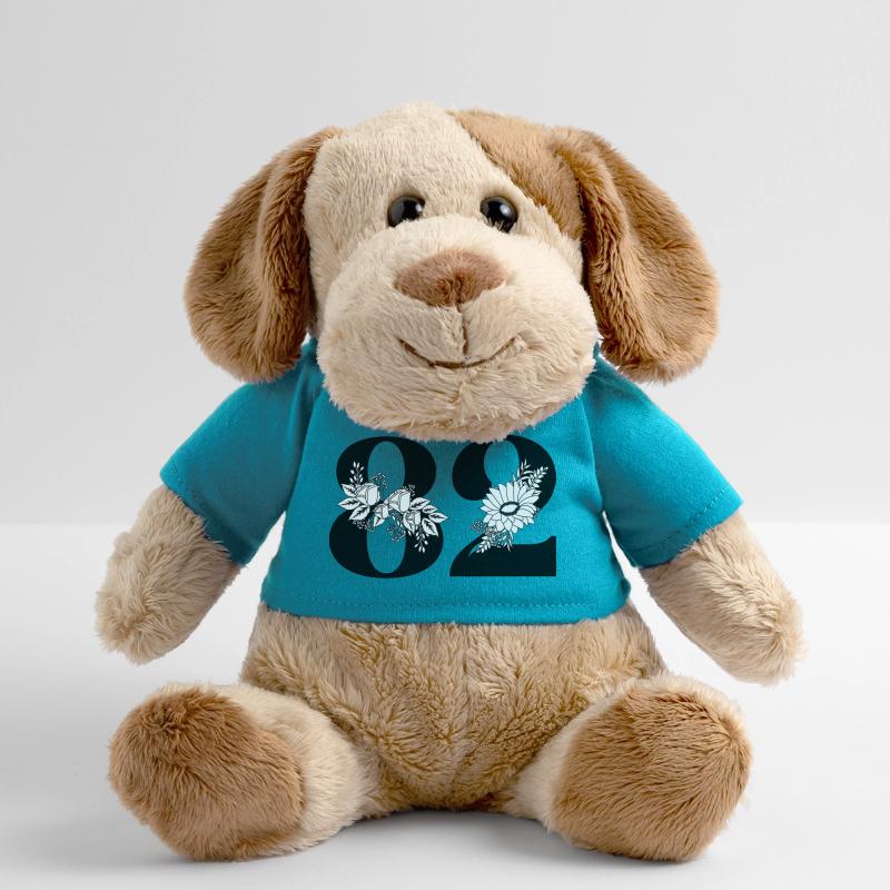 Nummer 82 Schwarze Blumen - 82. Blumengeburtstag MiniFeet® Hund Helge