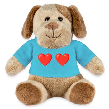 Les cœurs rouges aiment le design - Chien en peluche Helge MiniFeet® - bleu outremer - Devant
