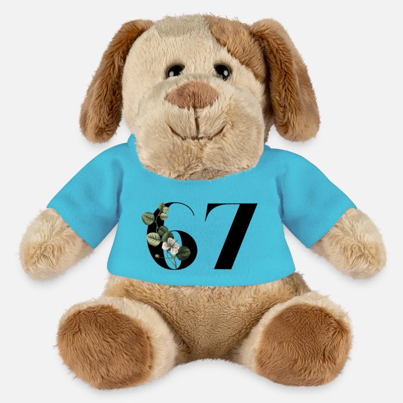 Nummer 67 Blumengrün - 67. Blumengeburtstag - MiniFeet® Hund Helge - Atollblau