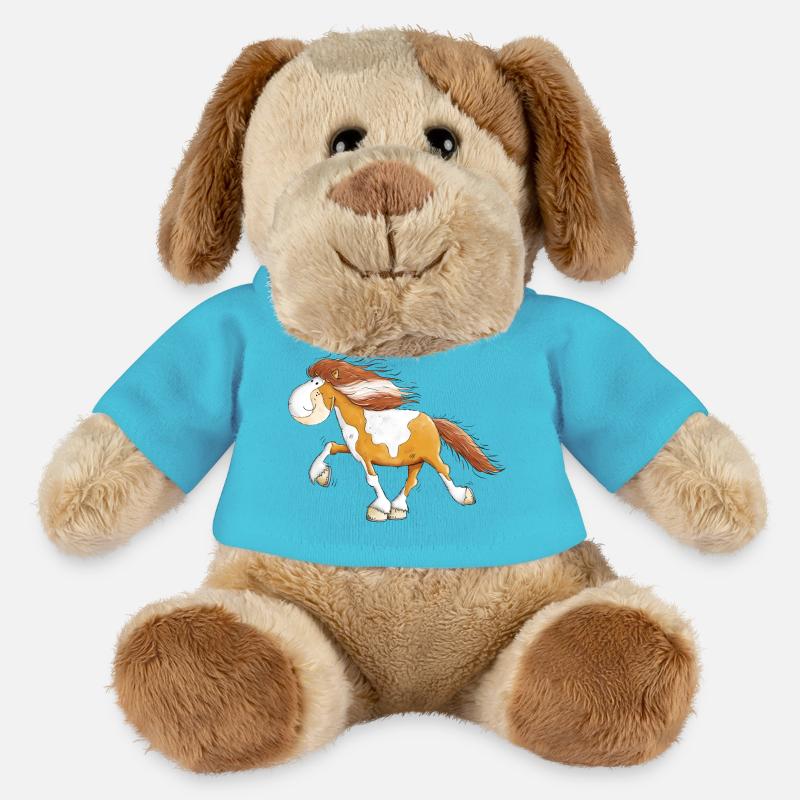 Lustiges Islandpferd Schecke Isländer im Tölt - MiniFeet® Hund Helge - Atollblau