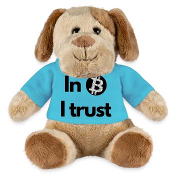 Crypto : Dans Bitcoin, nous faisons confiance au BTC - Chien en peluche Helge MiniFeet® - bleu outremer - Devant