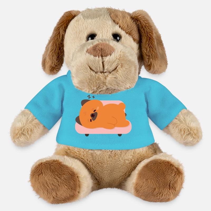 Müder Deutscher Schäferhund auf rosa Sofa - MiniFeet® Hund Helge - Atollblau
