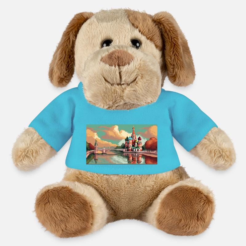 Cathédrale Saint-Basile, Moscou, Russie - Pixel Art - Chien en peluche Helge MiniFeet® - bleu outremer