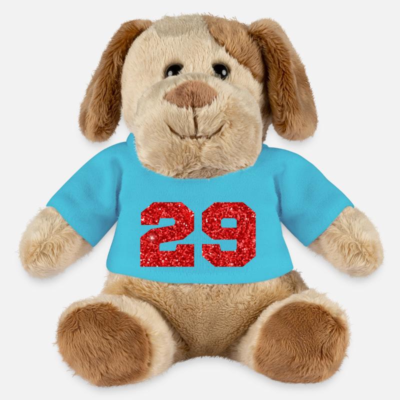 Nummer 29 Roter Glitzer - 29-jähriges Jubiläum - MiniFeet® Hund Helge - Atollblau