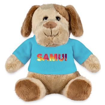 Souvenir de vacances de l’île Koh Samui en Thaïlande - Chien en peluche Helge MiniFeet® - bleu outremer - Devant