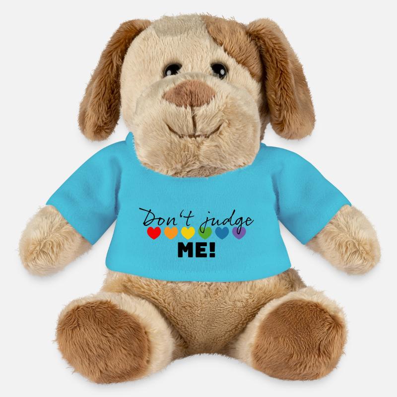 Regenbogenherzchen dont judge me schwarz - MiniFeet® Hund Helge - Atollblau