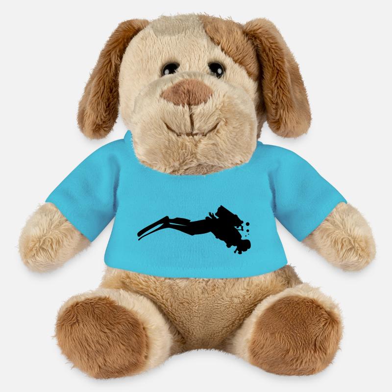 Taucher mit Luftblasen Unterwasser - MiniFeet® Hund Helge - Atollblau
